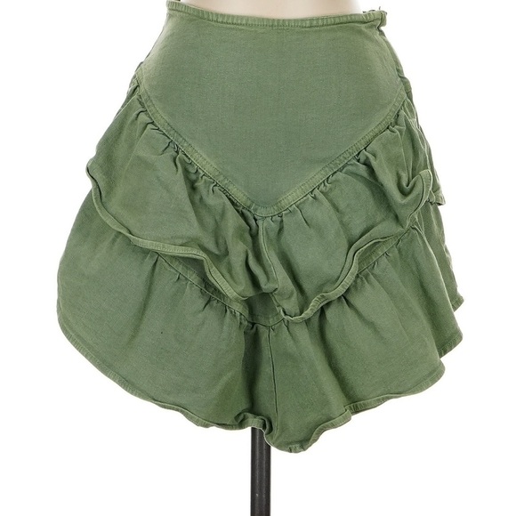 MOTHER The Ruffle Mini Skirt in Loden Frost Green Size 25 GUC - Picture 3 of 5
